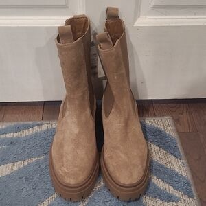 NWT Zara Tan Leather Ankle Boots - Size 6.5 (2173/811/105)
